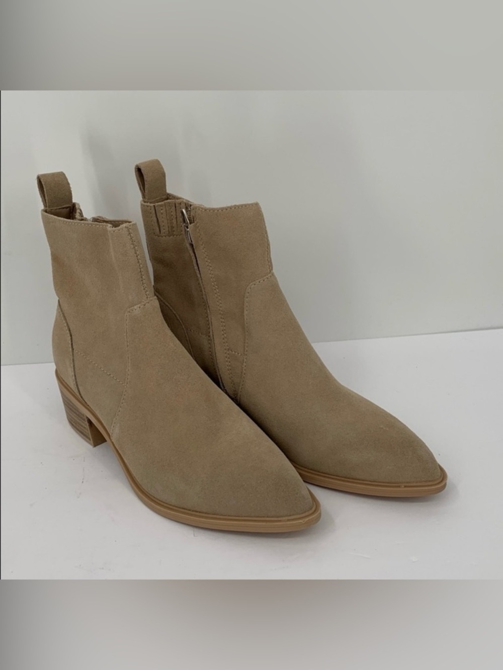 Dolce Vita Bryson suede ankle boots shoe tan brown zipper cowboy new 8.5 WIDE